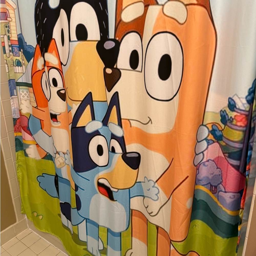 Kids bluey shower curtain